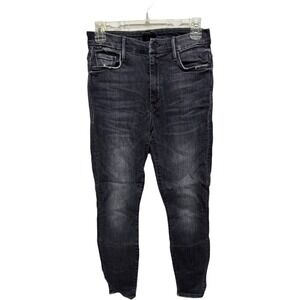 Mother High Waisted The Looker Ankle Denim Dark Gray Wash Leave The Light On 27